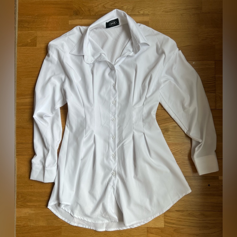 WHITE TAILORED SHIRT DRESS